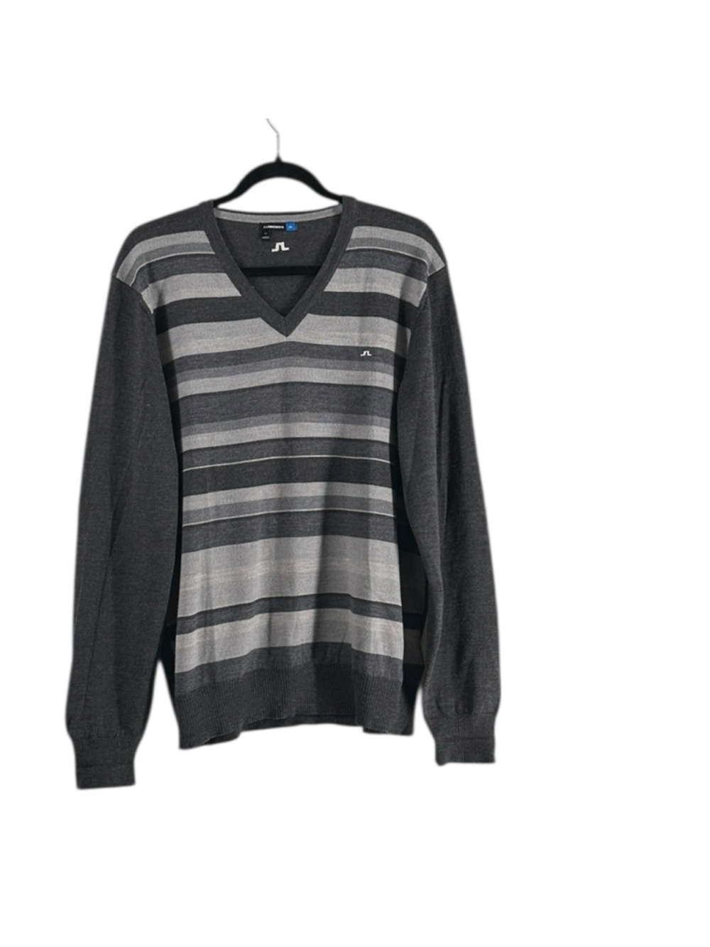 J.Lindeberg wool sweater Charcoal Gray v neck golf luxury classic sz xl